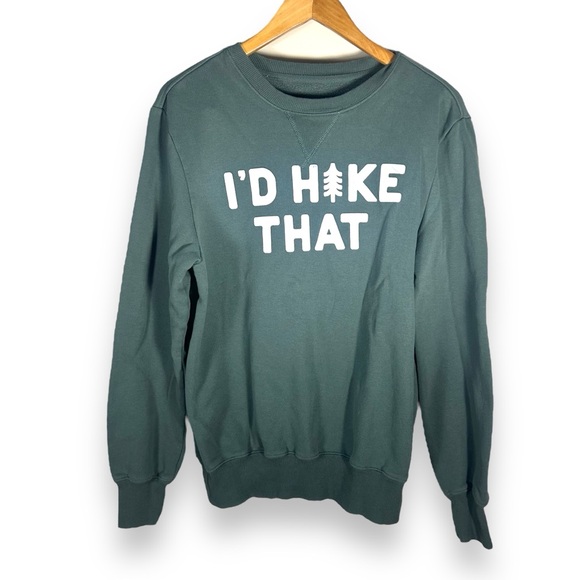 Camp David Green I’d Hike That Funny Saying Sweatshirt Size Small - Picture 1 of 9